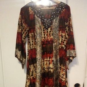 Silk Pakistani high-low kurti dress with lace trim